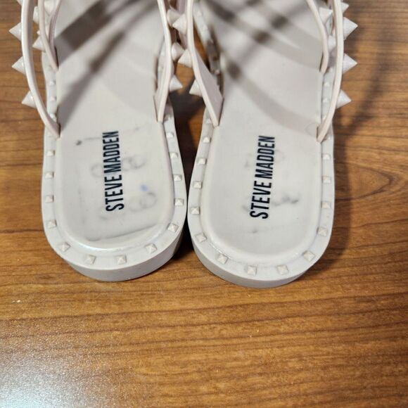 Steve Madden Sandals Size 7 Selina Strappy Spike Studded Slip On Blush - Picture 6 of 12